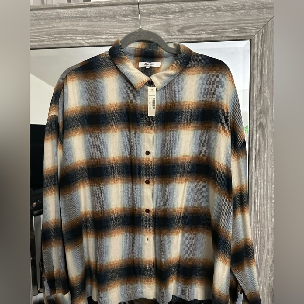 Madewell Plaid Button-Down Shirt in Black, Cream & Tan